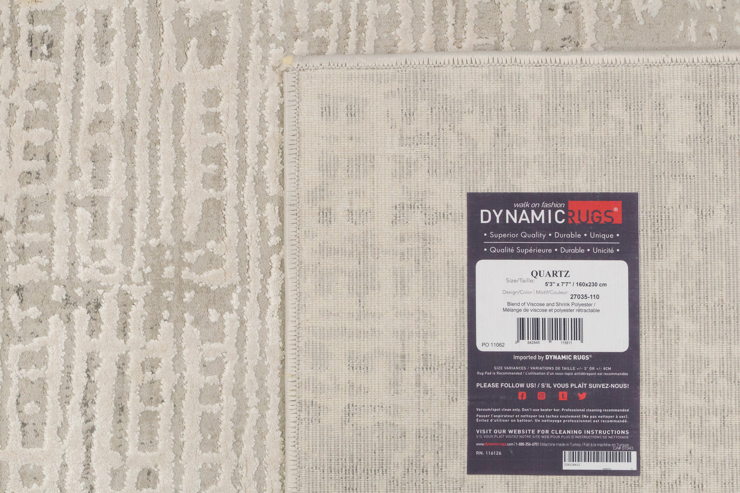 Quartz Traditional Beige Distressed Medium Pile Rug