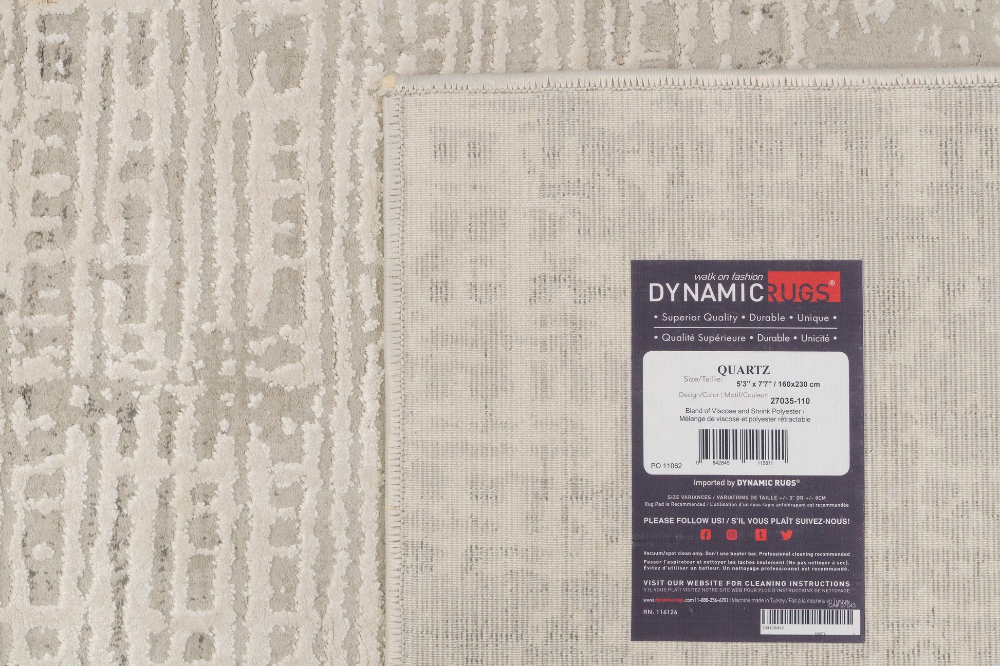 Quartz Traditional Beige Distressed Medium Pile Rug
