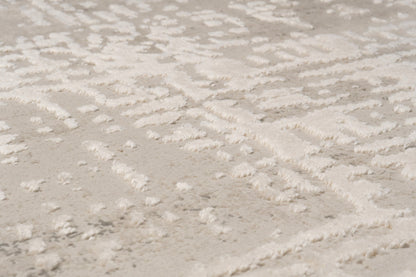 Quartz Traditional Beige Distressed Medium Pile Rug