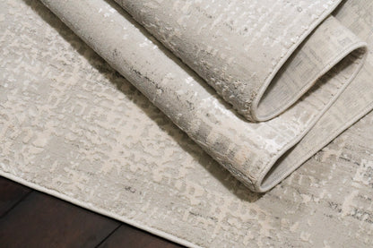 Quartz Traditional Beige Distressed Medium Pile Rug