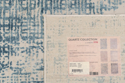 Quartz Traditional Blue Distressed Medium Pile Rug