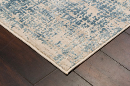 Quartz Traditional Blue Distressed Medium Pile Rug