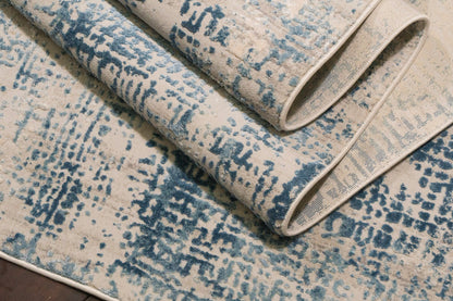 Quartz Traditional Blue Distressed Medium Pile Rug