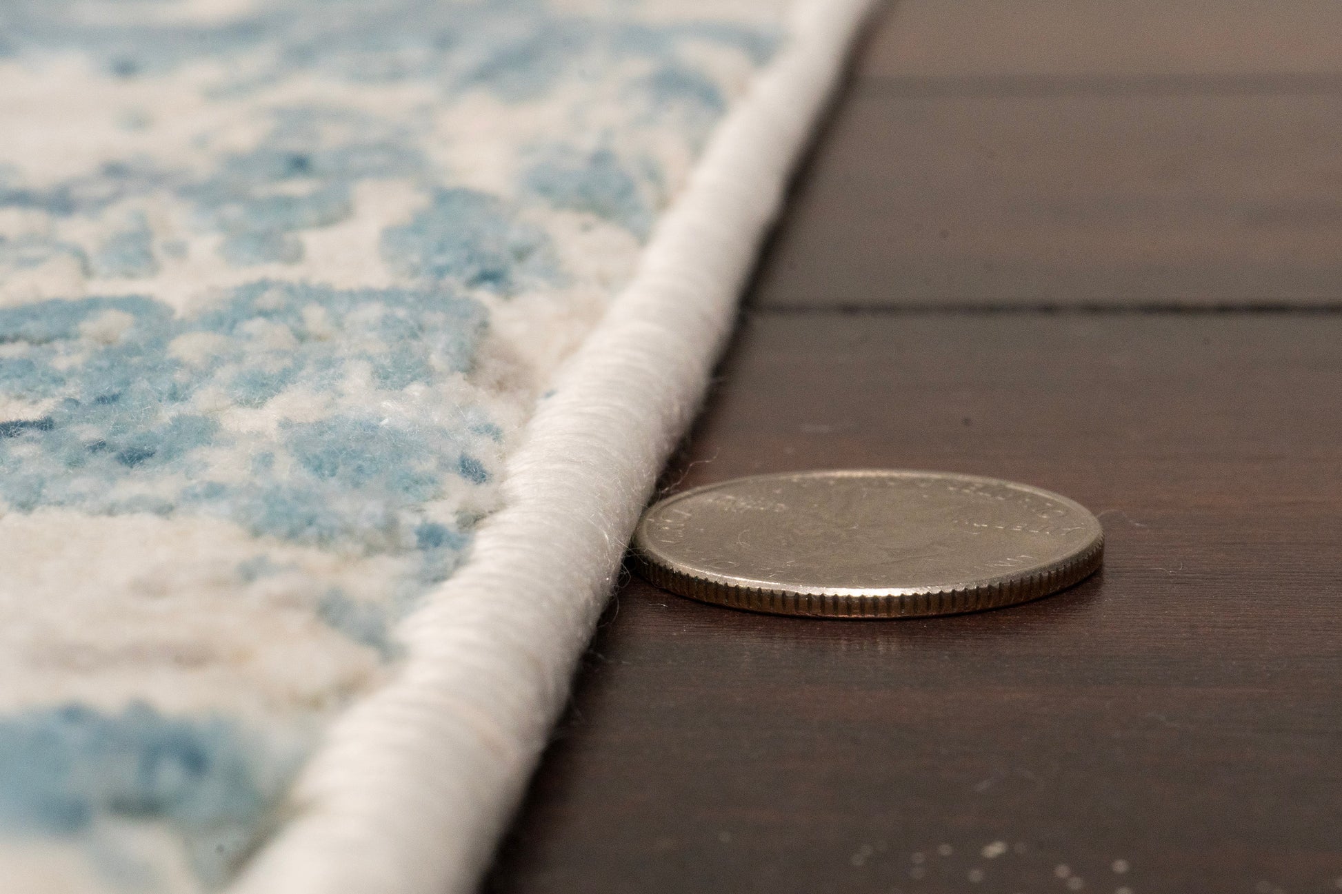 Quartz Traditional Blue Distressed Medium Pile Rug