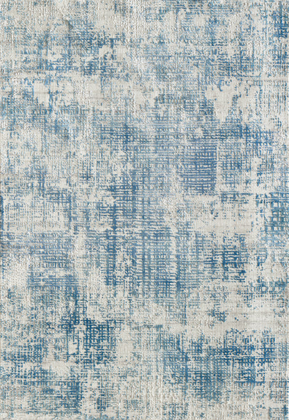 Quartz Traditional Blue Distressed Medium Pile Rug