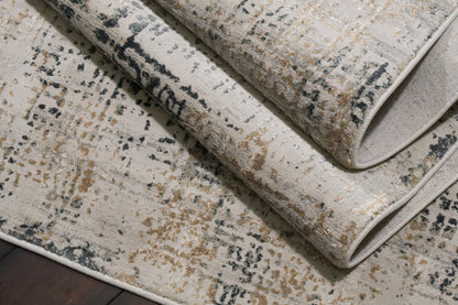 Quartz Traditional Grey Distressed Medium Pile Rug