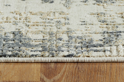 Quartz Traditional Grey Distressed Medium Pile Rug