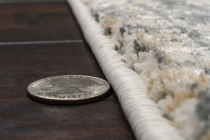 Quartz Traditional Grey Distressed Medium Pile Rug