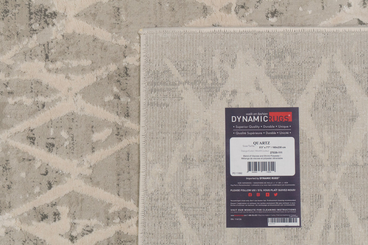 Quartz Traditional Ivory/Silver Distressed Medium Pile Rug