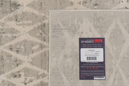 Quartz Traditional Ivory/Silver Distressed Medium Pile Rug