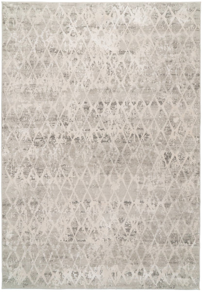 Quartz Traditional Ivory/Silver Distressed Medium Pile Rug