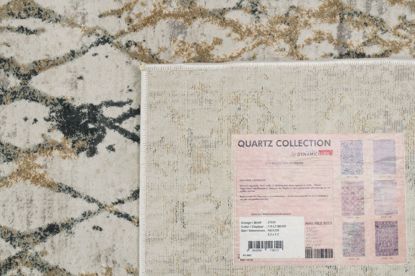 Quartz Traditional Light Beige/Grey Distressed Medium Pile Rug