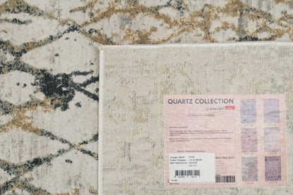 Quartz Traditional Light Beige/Grey Distressed Medium Pile Rug
