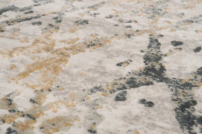 Quartz Traditional Light Beige/Grey Distressed Medium Pile Rug