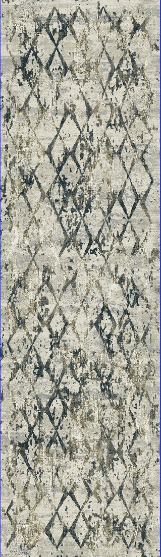 Quartz Traditional Light Beige/Grey Distressed Medium Pile Rug