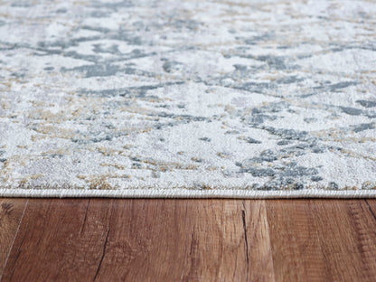 Quartz Traditional Light Beige/Grey Distressed Medium Pile Rug