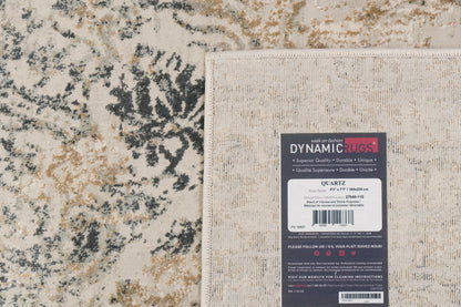 Quartz Traditional Light Beige/Grey Distressed Medium Pile Rug