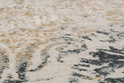 Quartz Traditional Light Beige/Grey Distressed Medium Pile Rug