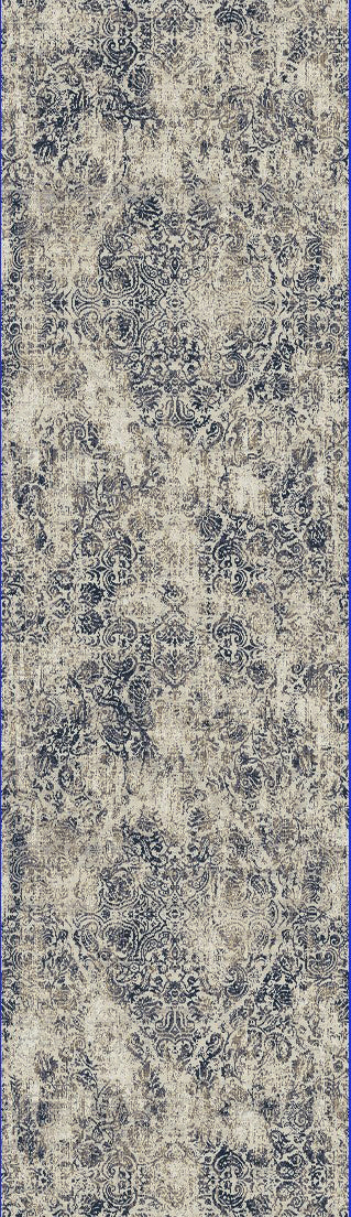 Quartz Traditional Light Beige/Grey Distressed Medium Pile Rug