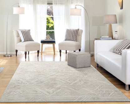 Quartz Transitional Ivory Distressed Medium Pile Rug