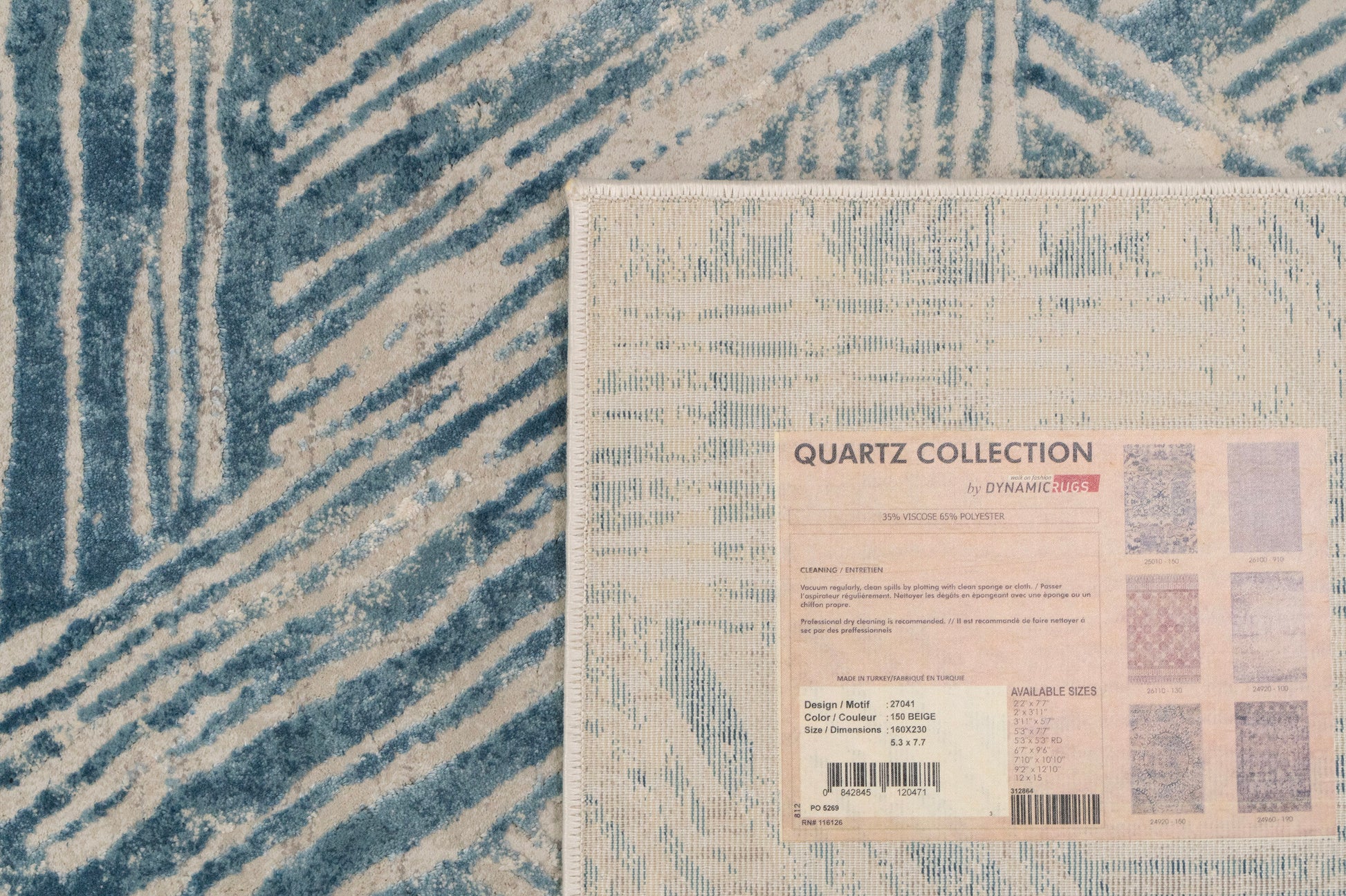Quartz Transitional Beige/Blue Distressed Medium Pile Rug