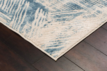 Quartz Transitional Beige/Blue Distressed Medium Pile Rug