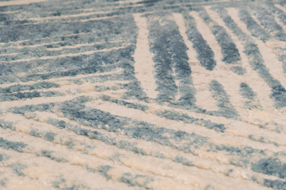 Quartz Transitional Beige/Blue Distressed Medium Pile Rug