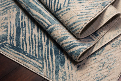 Quartz Transitional Beige/Blue Distressed Medium Pile Rug