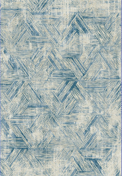 Quartz Transitional Beige/Blue Distressed Medium Pile Rug