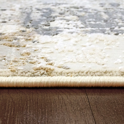 Quartz Transitional Ivory/Grey Distressed Medium Pile Rug