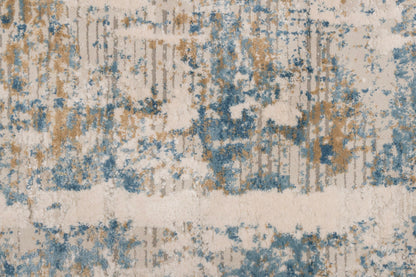 Quartz Transitional Ivory/Blue Distressed Medium Pile Rug
