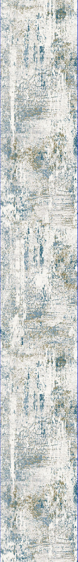 Quartz Transitional Ivory/Blue Distressed Medium Pile Rug