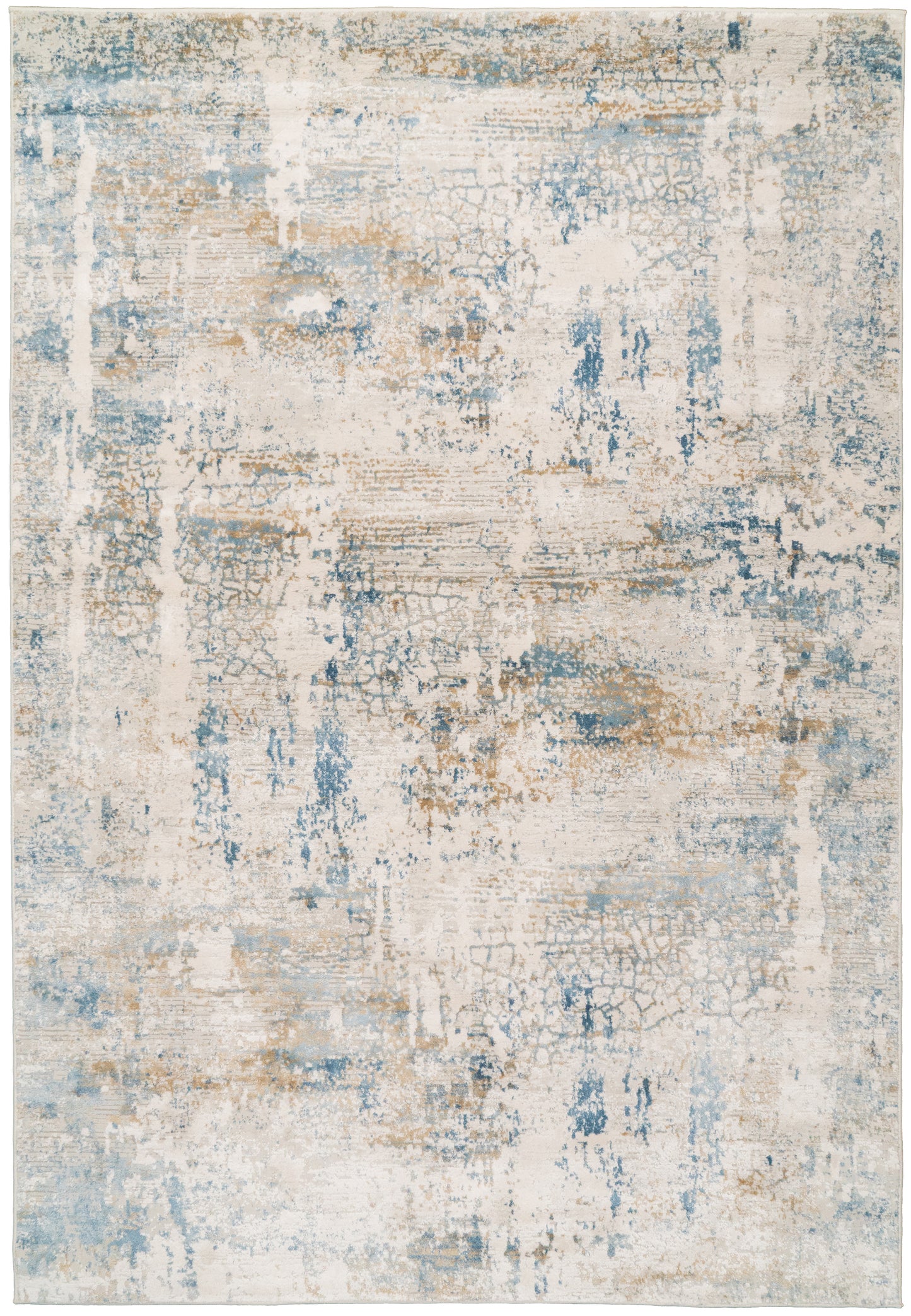 Quartz Transitional Ivory/Blue Distressed Medium Pile Rug