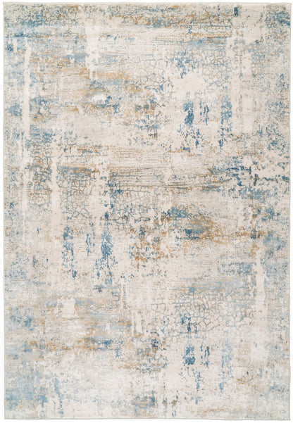 Quartz Transitional Ivory/Blue Distressed Medium Pile Rug