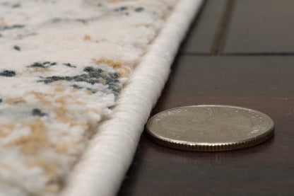 Quartz Transitional Ivory/Grey Distressed Medium Pile Rug