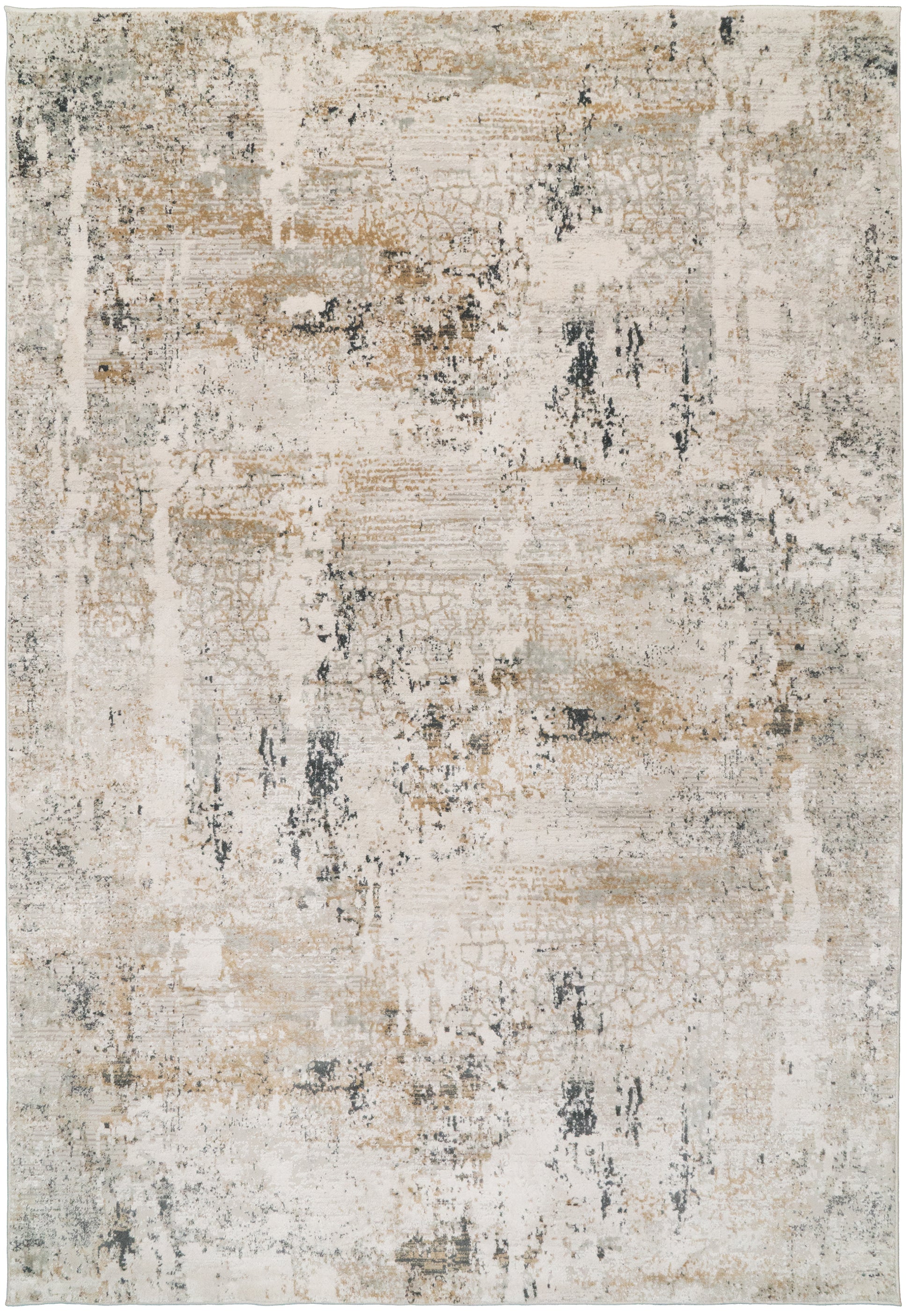 Quartz Transitional Ivory/Grey Distressed Medium Pile Rug