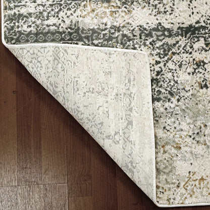 Quartz Transitional Ivory/Grey Distressed Medium Pile Rug