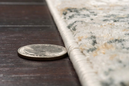 Quartz Transitional Ivory/Grey Distressed Medium Pile Rug