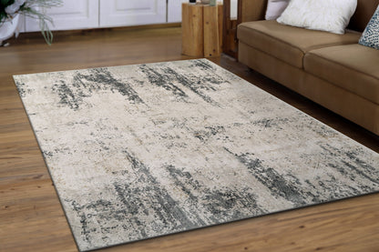 Quartz Transitional Ivory/Grey Distressed Medium Pile Rug