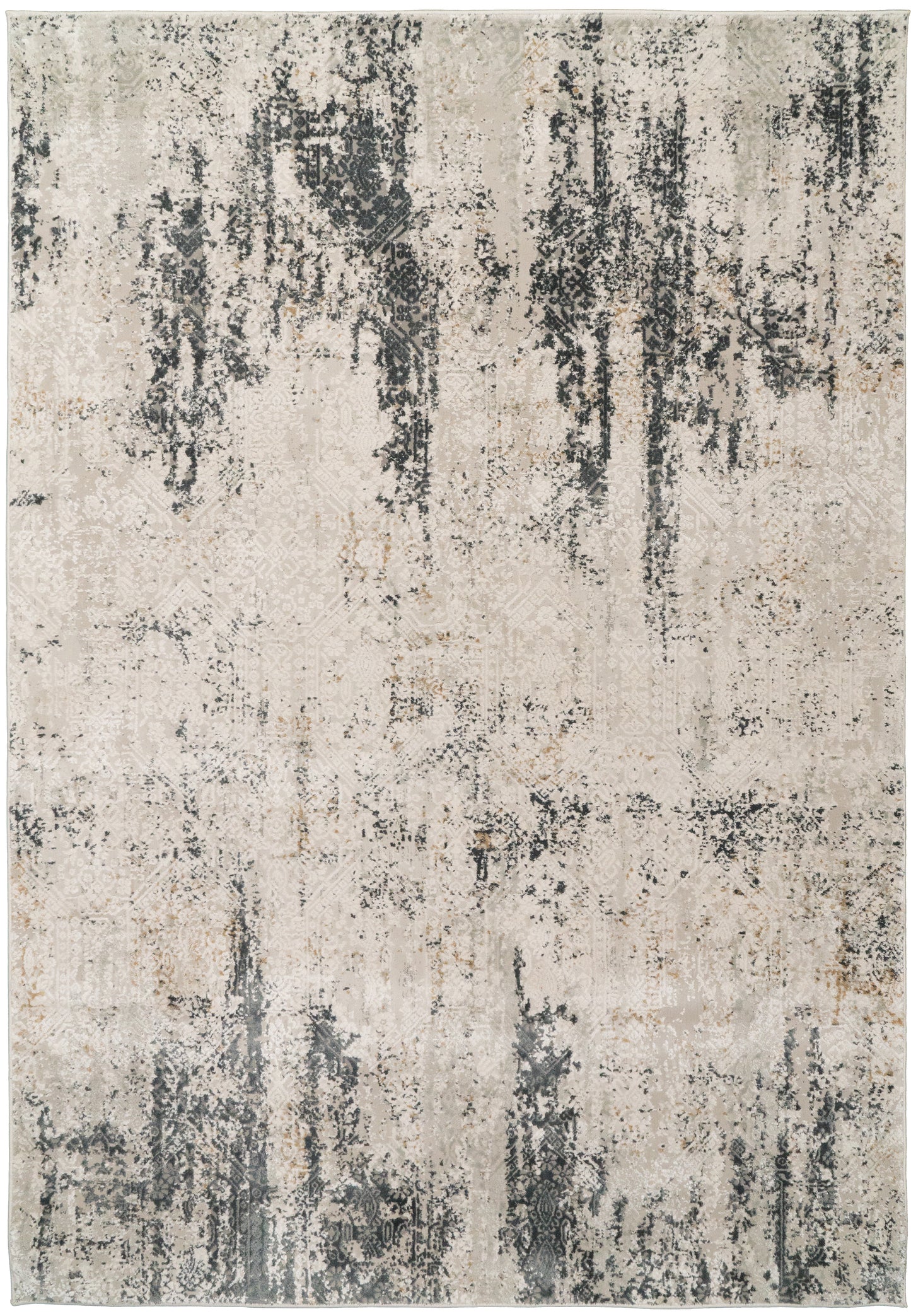 Quartz Transitional Ivory/Grey Distressed Medium Pile Rug