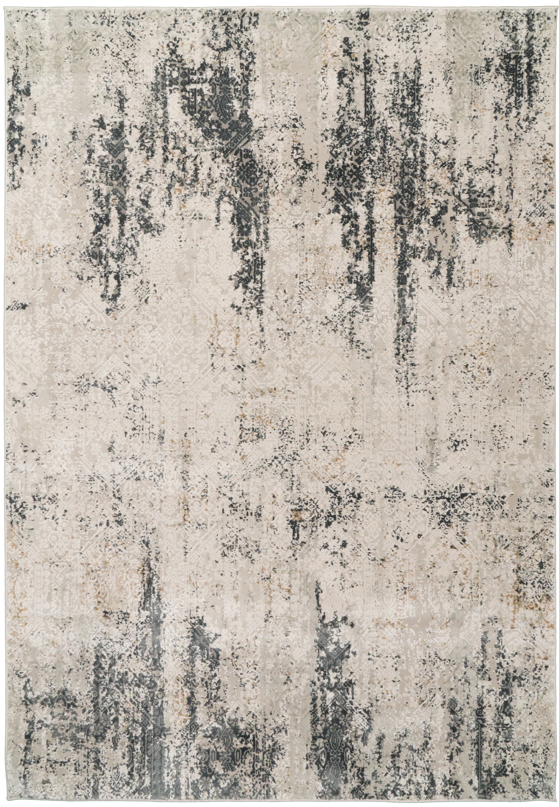 Quartz Transitional Ivory/Grey Distressed Medium Pile Rug