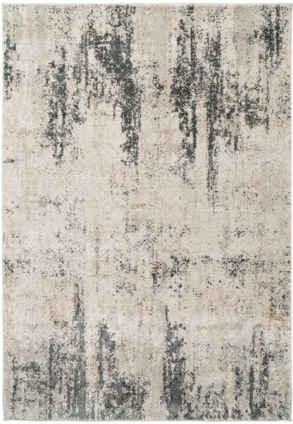 Quartz Transitional Ivory/Grey Distressed Medium Pile Rug