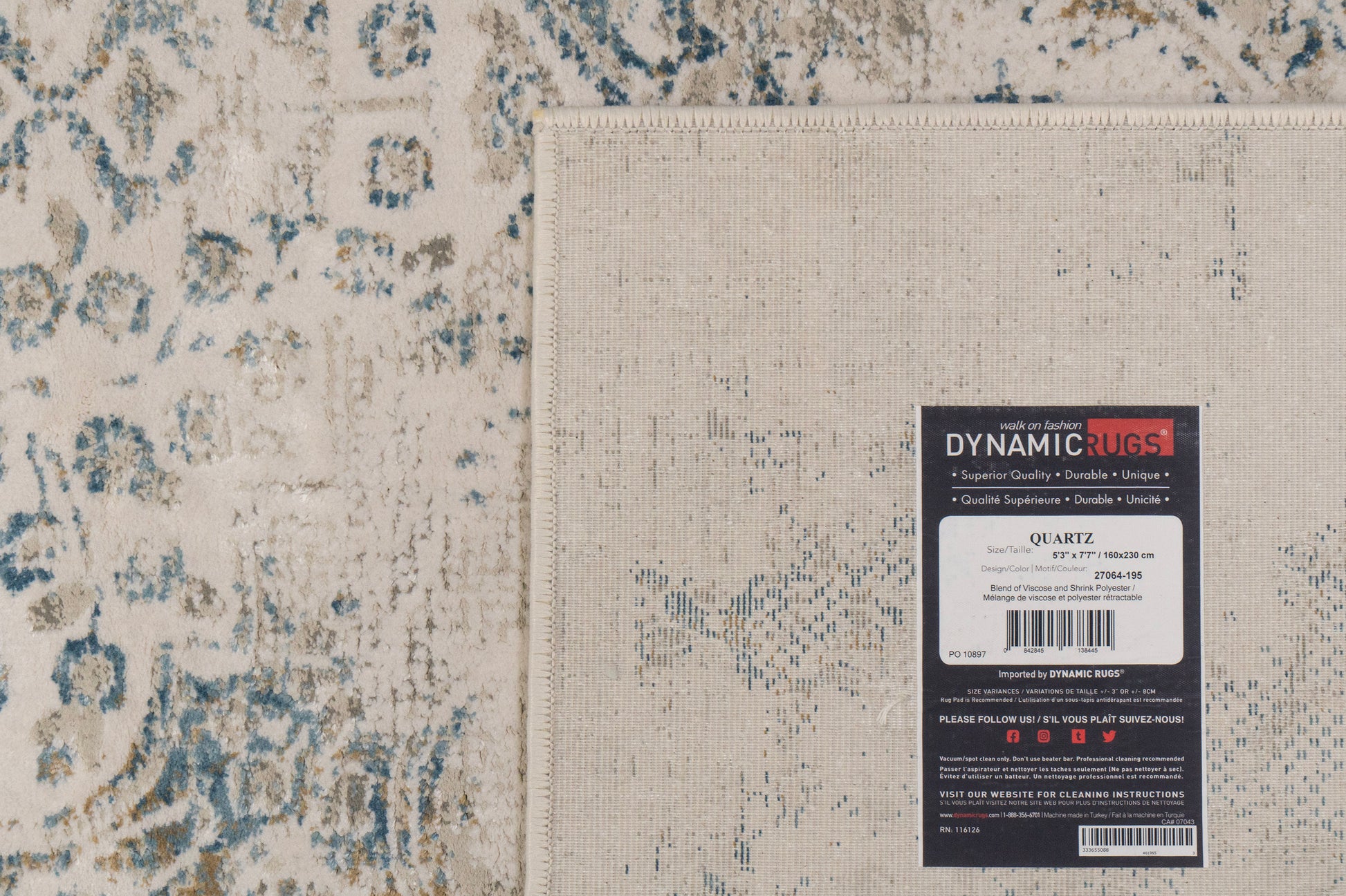 Quartz Transitional Ivory/Multi Distressed Medium Pile Rug