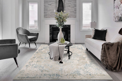 Quartz Transitional Ivory/Multi Distressed Medium Pile Rug