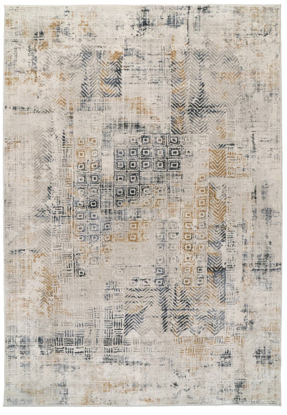 Quartz Transitional Ivory/Slate Distressed Medium Pile Rug