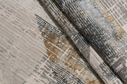 Quartz Transitional Ivory/Slate Distressed Medium Pile Rug