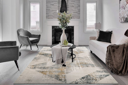 Quartz Transitional Ivory/Slate Distressed Medium Pile Rug