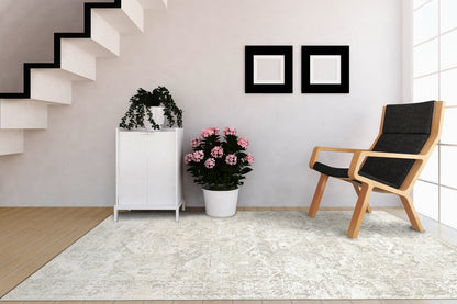 Quartz Transitional Ivory Distressed Medium Pile Rug