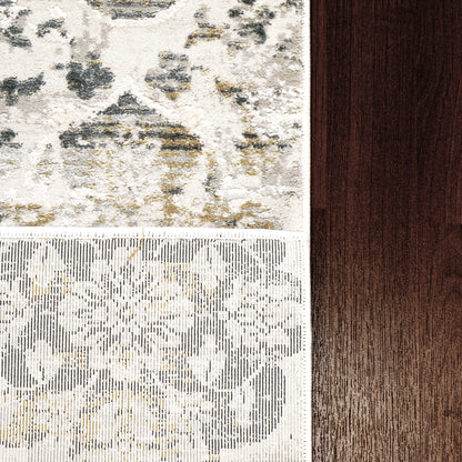 Quartz Transitional Ivory/Grey Distressed Medium Pile Rug