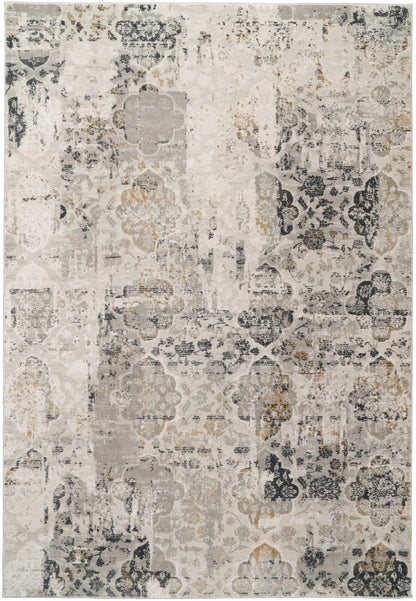 Quartz Transitional Ivory/Grey Distressed Medium Pile Rug